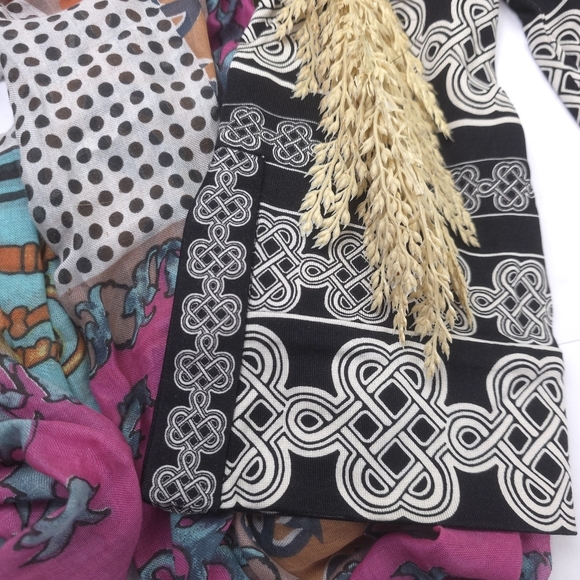 DVF Diane Von Furstenberg Black and Cream Patterned Poly Travel Dress Sz 12 - Picture 13 of 14